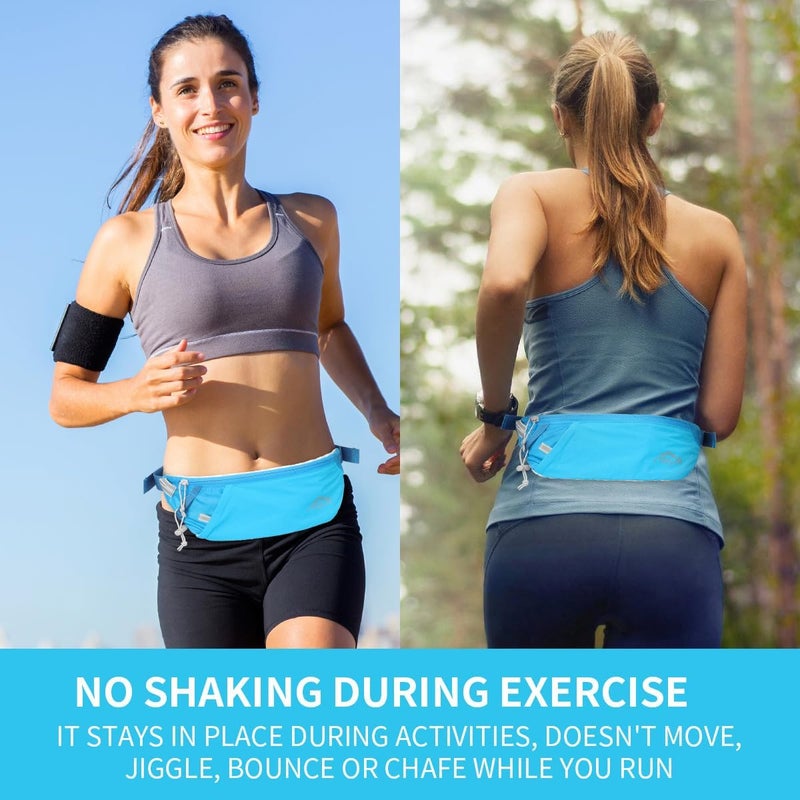 INOXTO Slim Running Belt Fanny Pack for Women and Men Sports Waist Bag Pack with 300ml Water Bottle for Running Walking Cycling Hiking Reflective Running Pouch Belt for All Phones (Black) (Blue) - Image 4